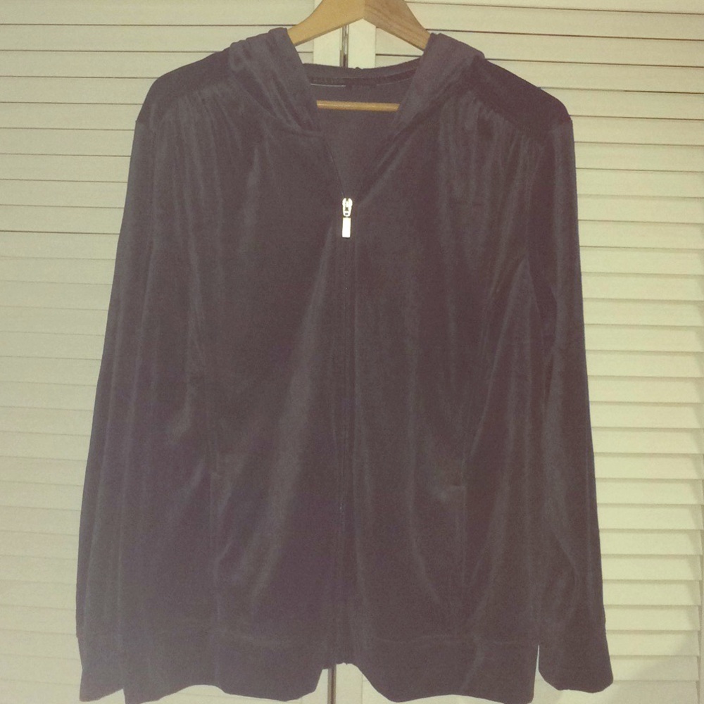 Blue-Gray Velour Zip-up Hoodie